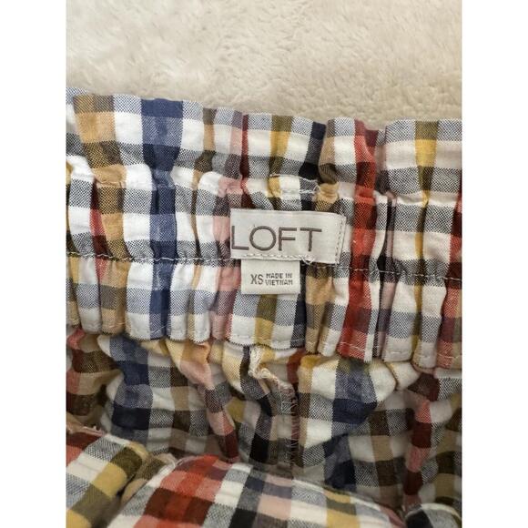 Loft Women's Size S Multicolor Gingham Plaid Belted Pleated Cottage - Picture 3 of 7